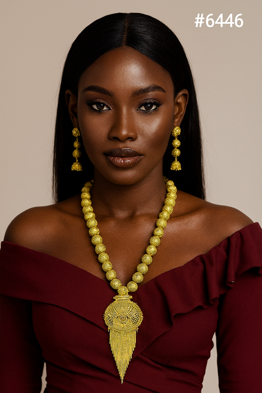 Gold Plated Long Necklace Set, PMJ Model No: 6446