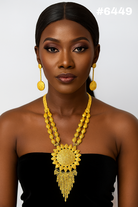 Gold Plated Long Necklace Set, PMJ Model No: 6449