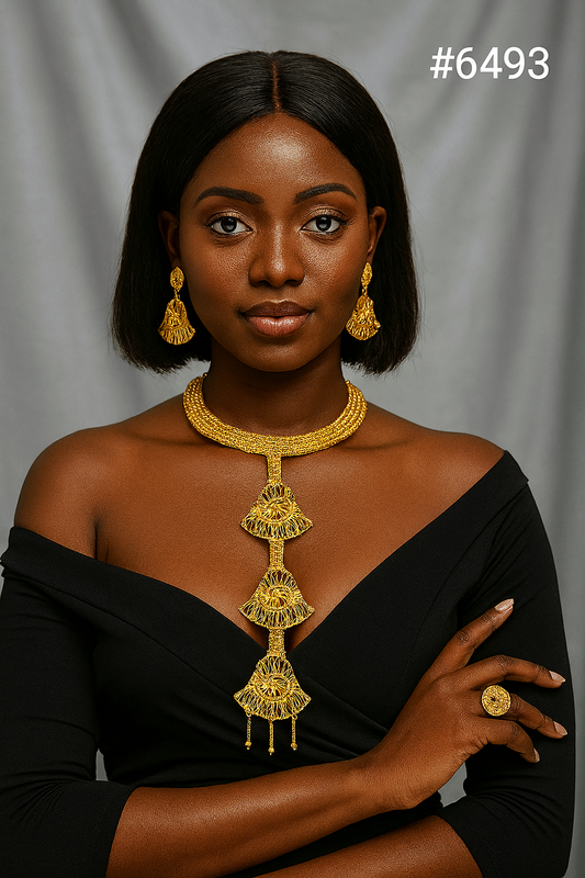 Designer Gold Plated Long Necklace Set, PMJ Model No: 6493