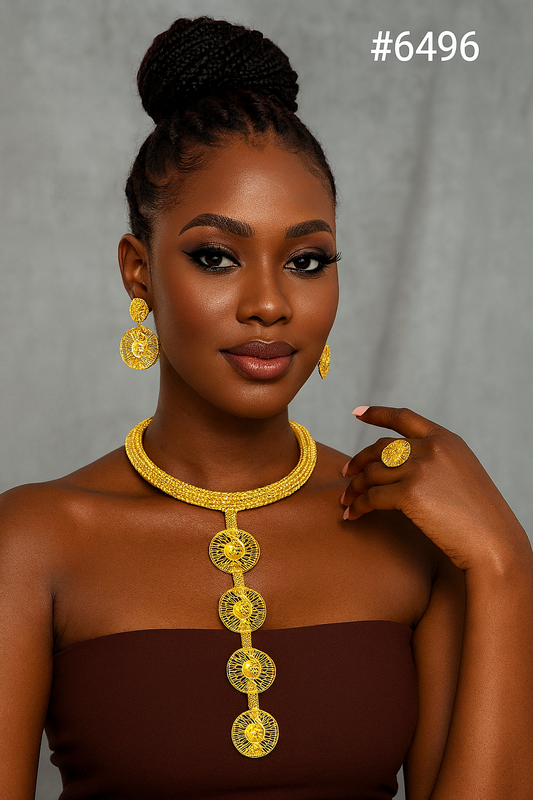 Designer Gold Plated Long Necklace Set, PMJ Model No: 6496