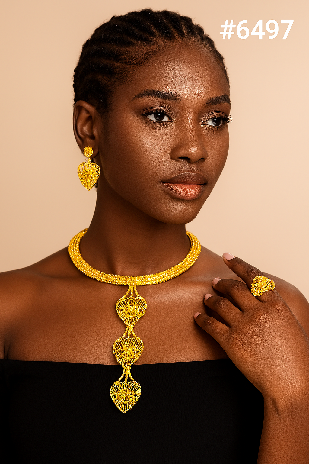 Designer Gold Plated Long Necklace Set, PMJ Model No: 6497