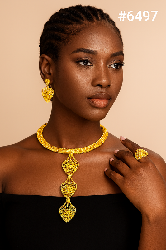 Designer Gold Plated Long Necklace Set, PMJ Model No: 6497