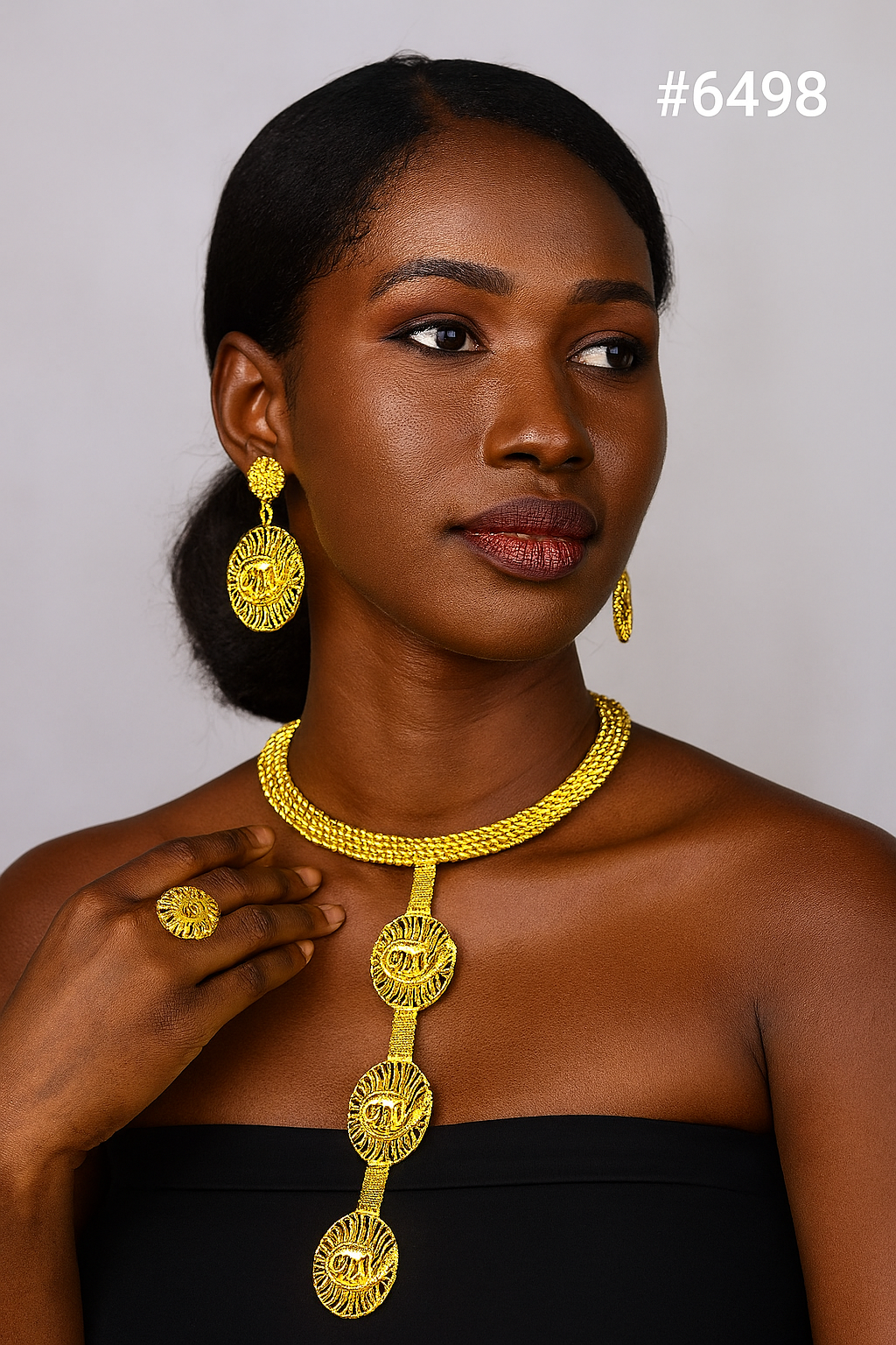 Designer Gold Plated Long Necklace Set, PMJ Model No: 6498