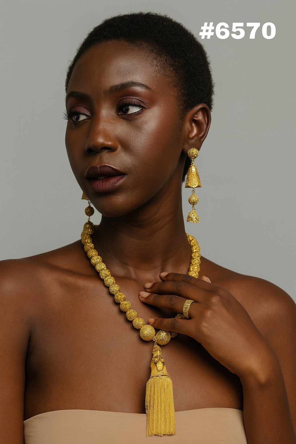 Gold Plated Hand Made Jewelry Long Necklace Set, PMJ Model No: 6570