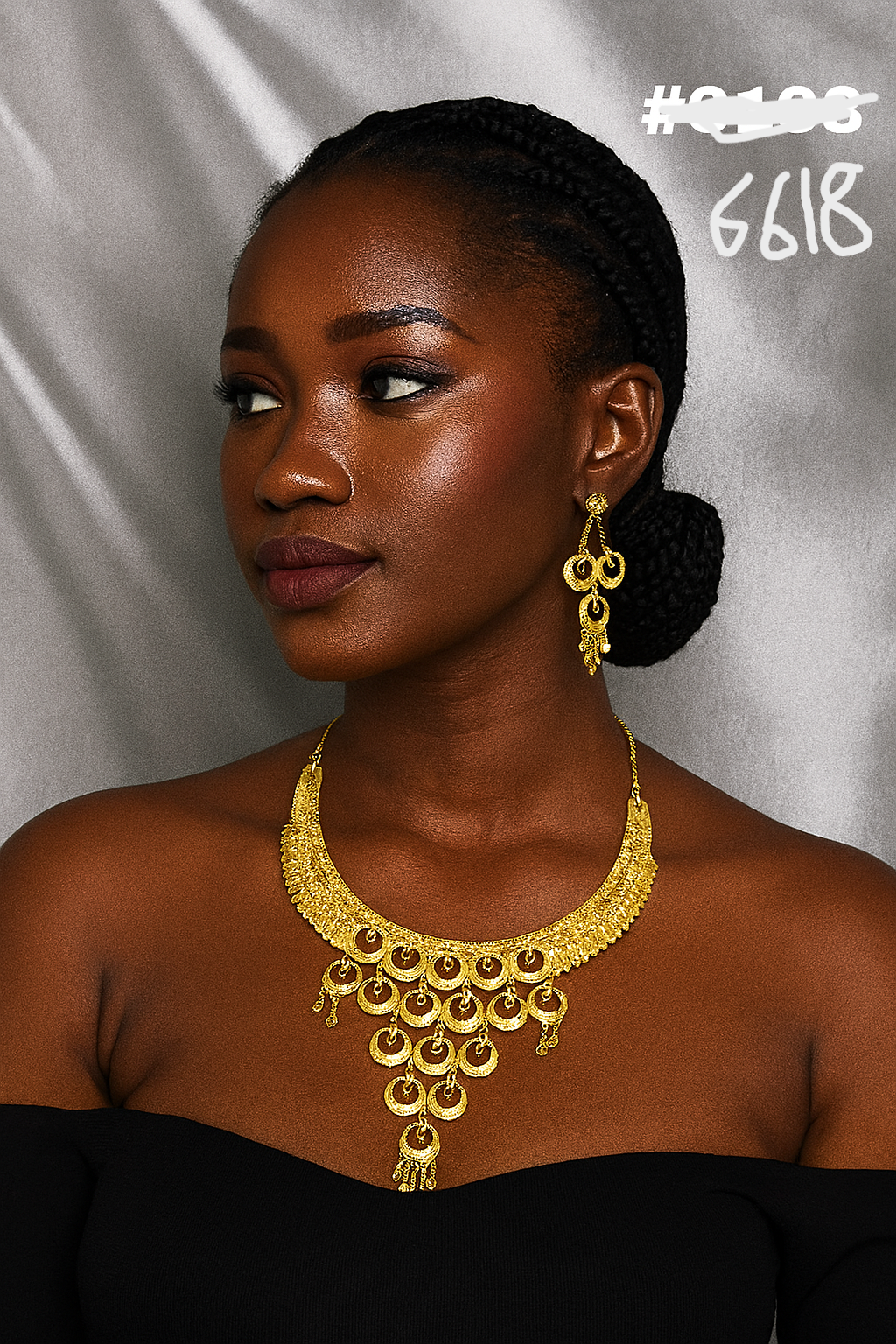 Designer Gold Plated Long Necklace Set, PMJ Model No: 6618