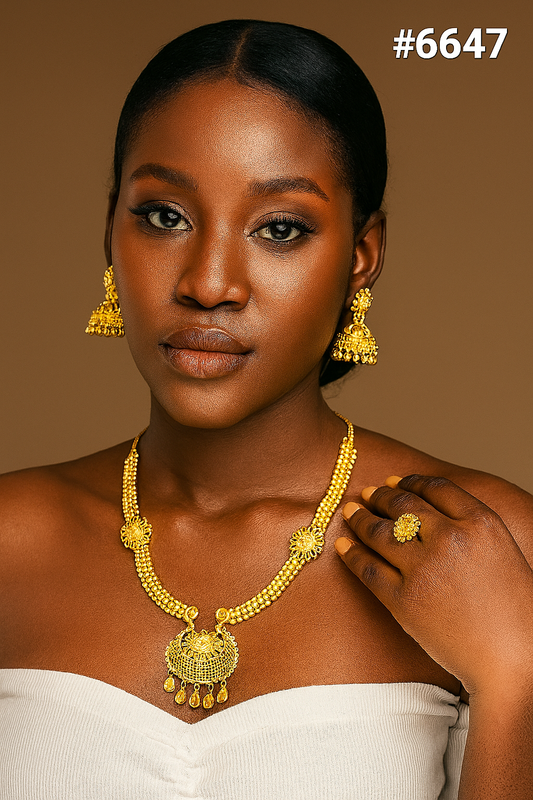 Gold Plated Bridal Short Necklace Set, PMJ Model No: 6647