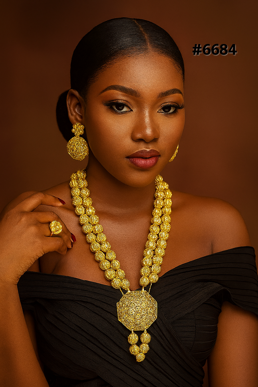 Exclusive Gold Plated Long Necklaces Set, PMJ Model No: 6684