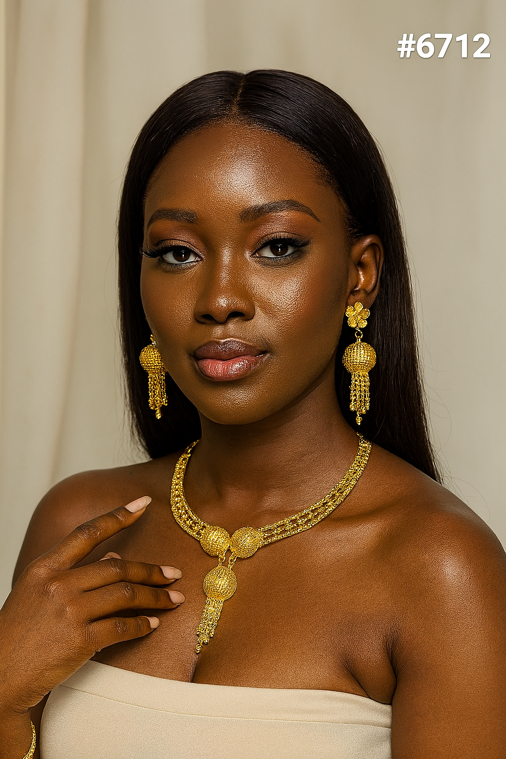 Gold Plated Hand Made Short Necklace Set, PMJ Model No: 6712