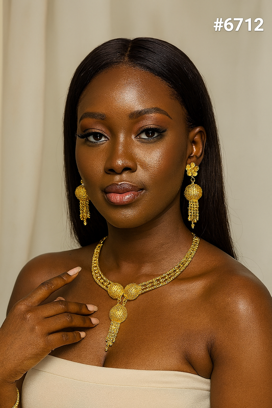 Gold Plated Hand Made Short Necklace Set, PMJ Model No: 6712