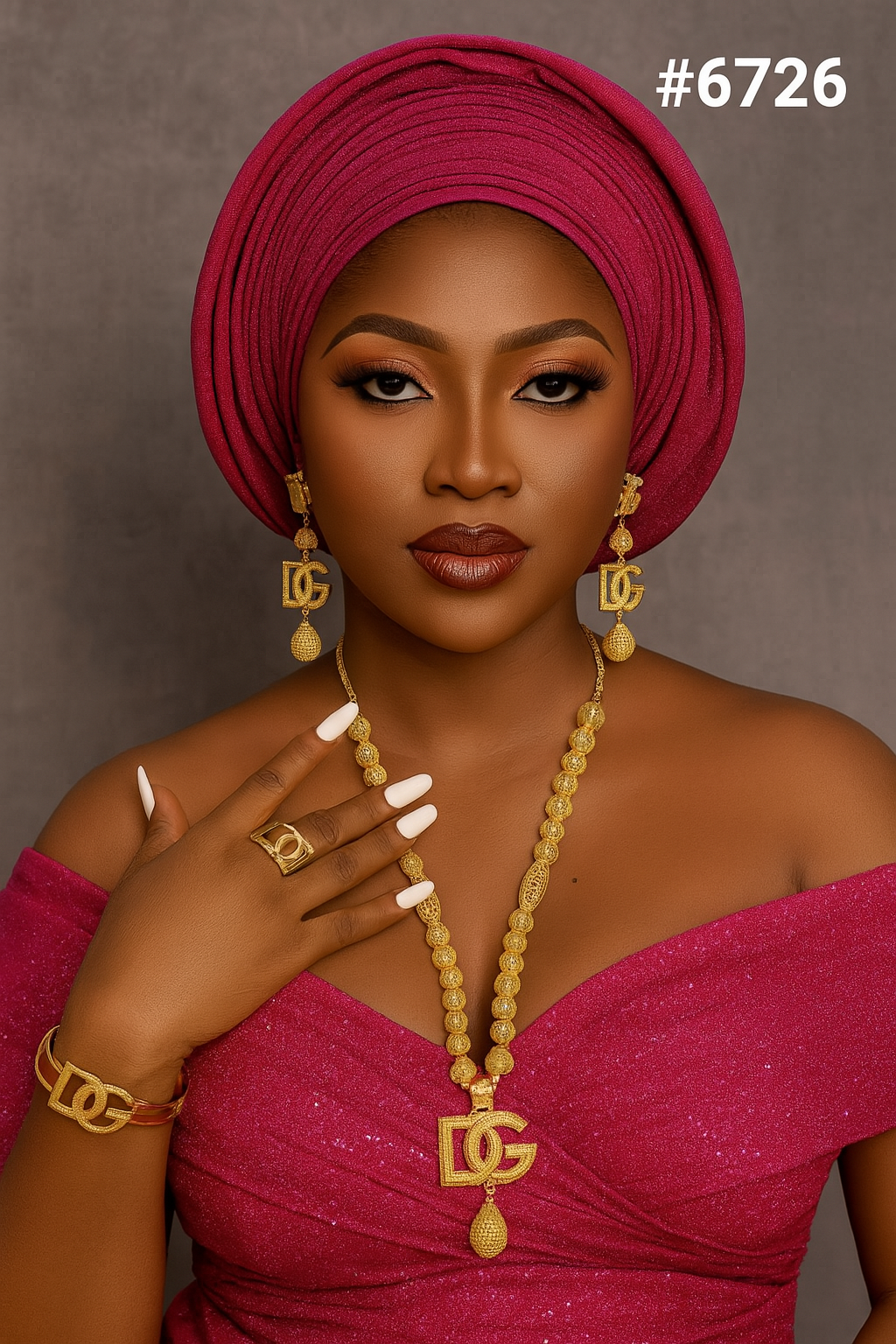 Exclusive Gold Plated Long Necklaces Set with Bracelet, PMJ Model No: 6726