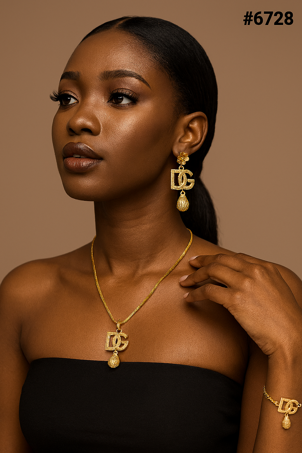 Exclusive Gold Plated Long Necklaces Set with Bracelet, PMJ Model No: 6728