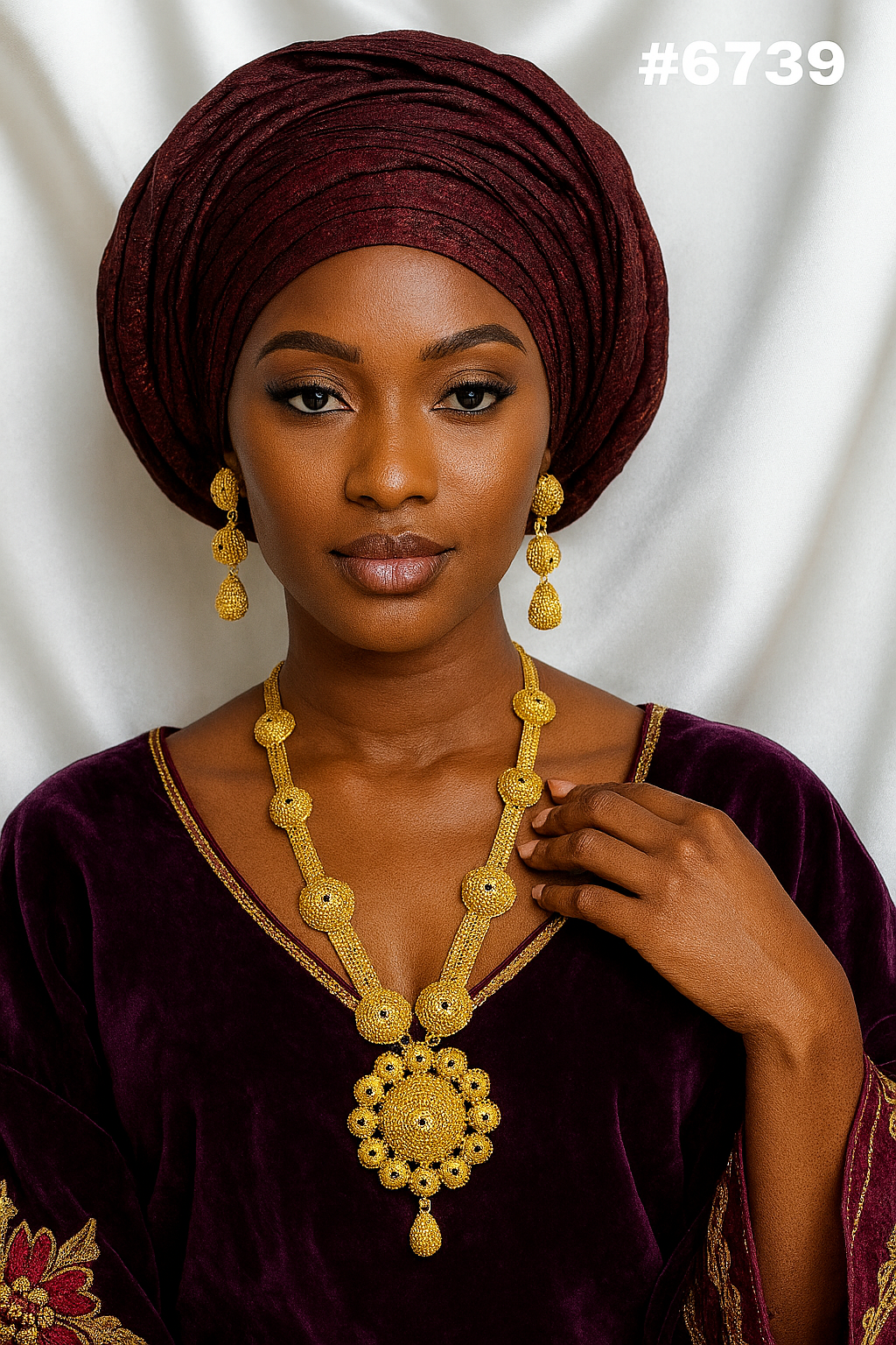 Gold Plated Long Necklace with Earrings Set, PMJ Model No: 6739