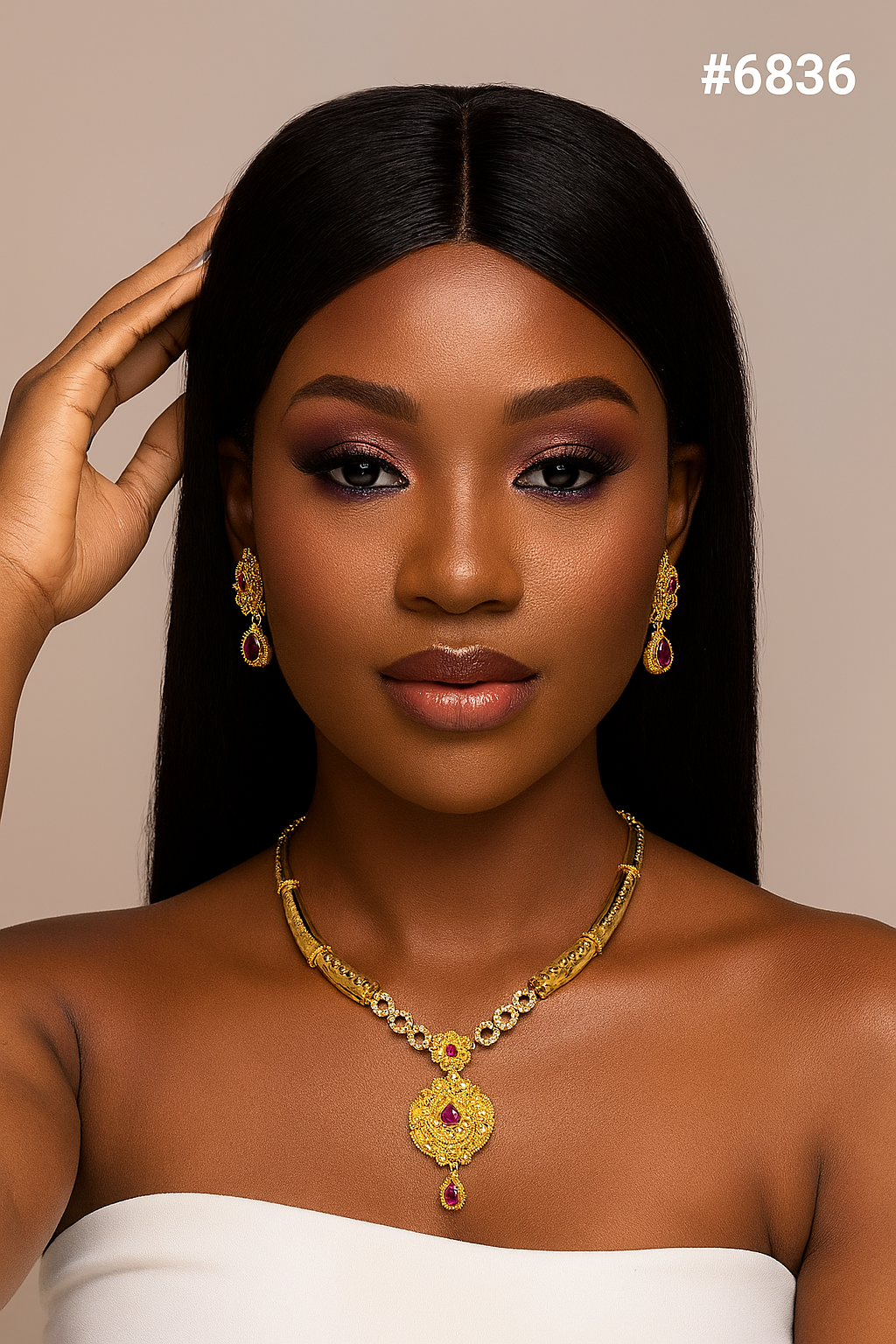 Gold Plated Small Necklace Set PMJ Model No : 6836