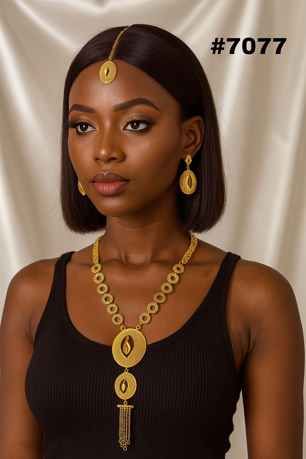 Gold Plated Long Necklace Set, PMJ Model No: 7077