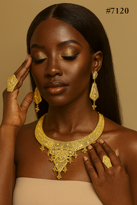 Gold Plated Short Necklace Set, PMJ Model No: 7120