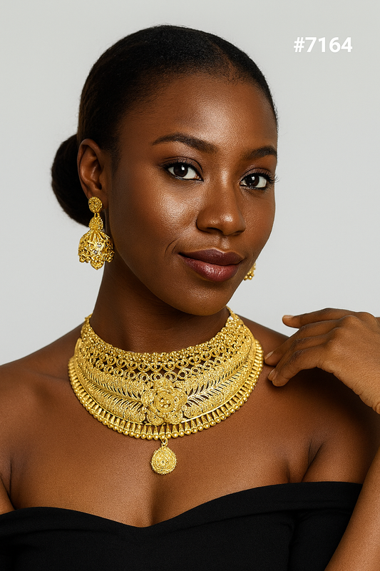 Gold Plated Short Necklace 1 Gram Gold Plated Jewellery PMJ Model No : 7164