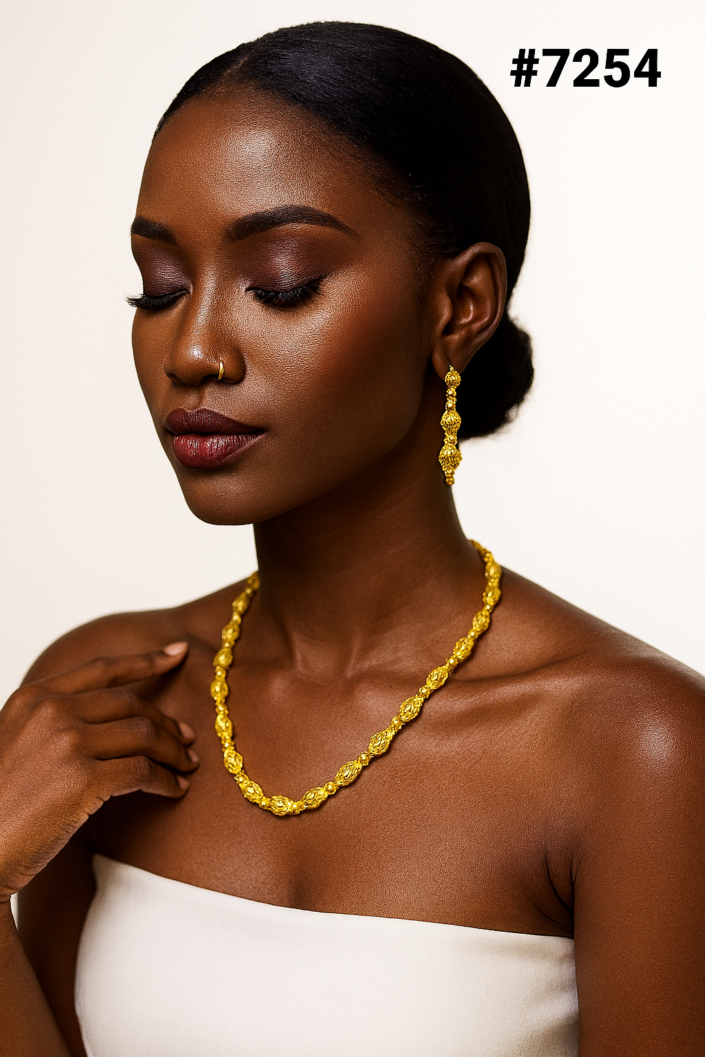 Gold Plated Long Necklace 1 Gram Gold Plated Jewellery PMJ Model No : 7254