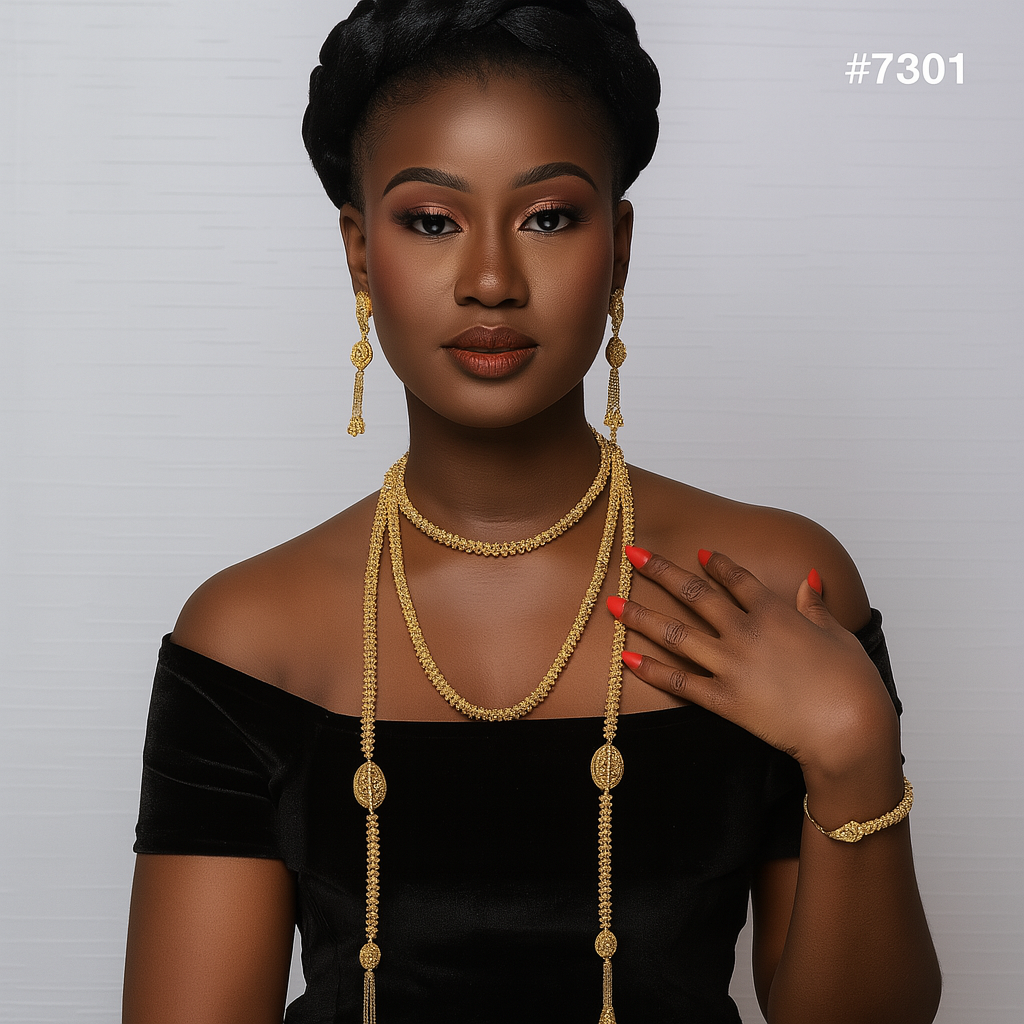 Gold Plated LONG NECKLACE 1 Gram Gold Plated Jewellery PMJ Model No : 7301