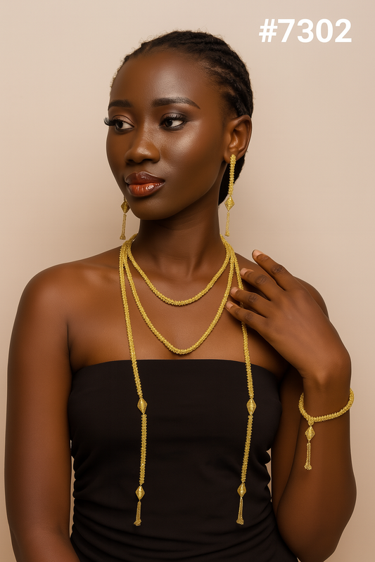 Gold Plated LONG NECKLACE 5 Gram Gold Plated Jewellery PMJ Model No : 7302