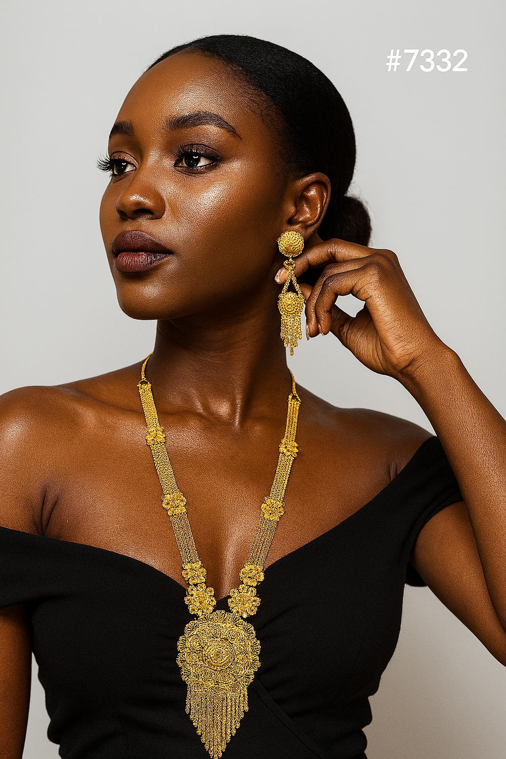 Gold Plated LONG NECKLACE 1 Gram Gold Plated Jewellery PMJ Model No : 7332