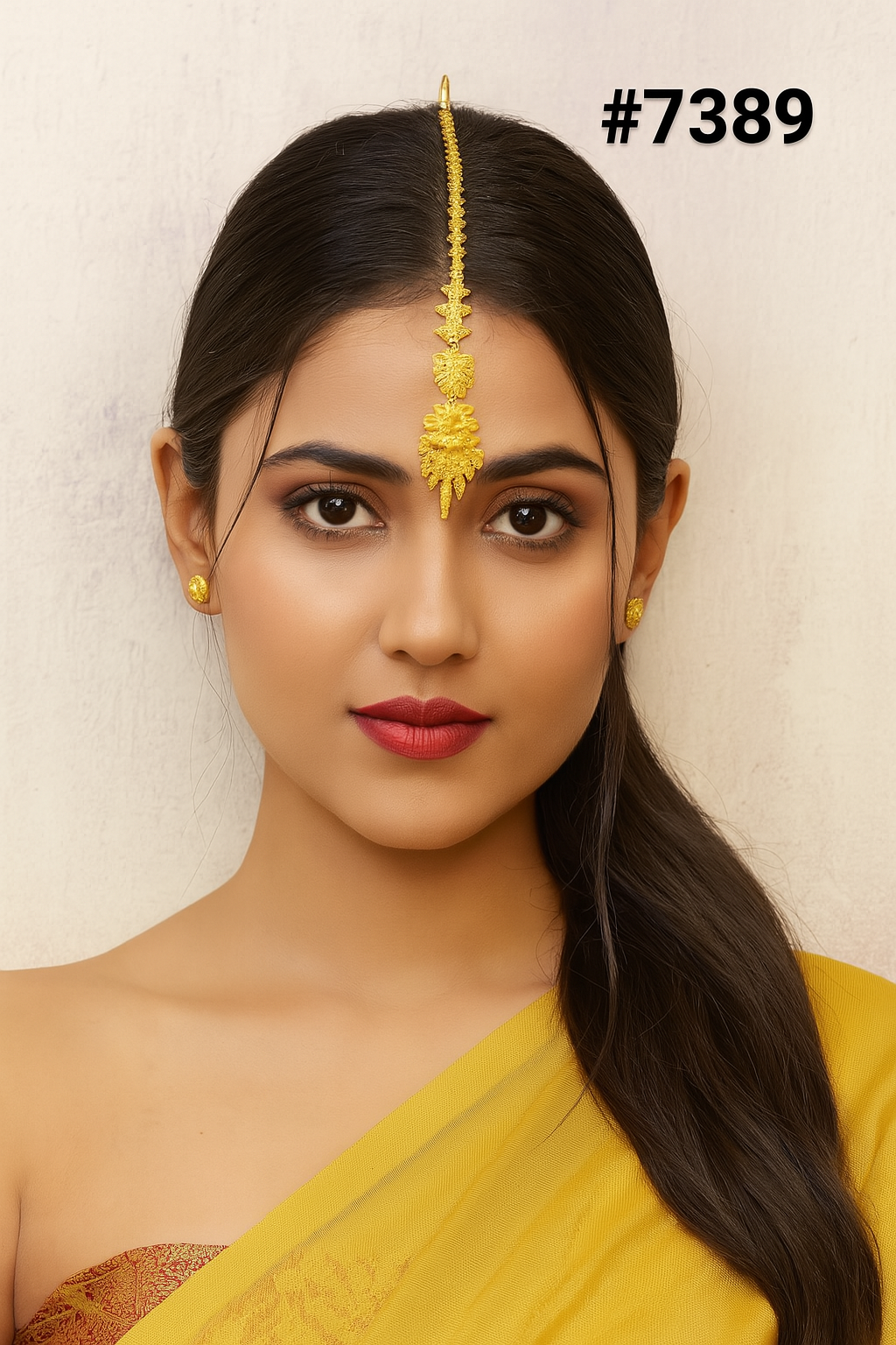 Gold Plated Head Chain ( Maang Tika ) PMJ Model No : 7389