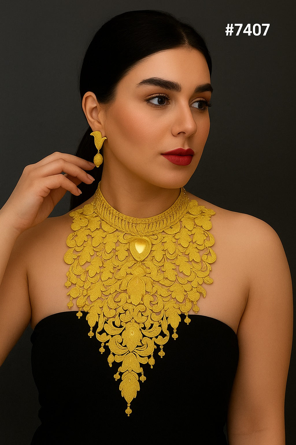 Gold Plated LONG NECKLACE 1 Gram Gold Plated Jewellery PMJ Model No : 7407