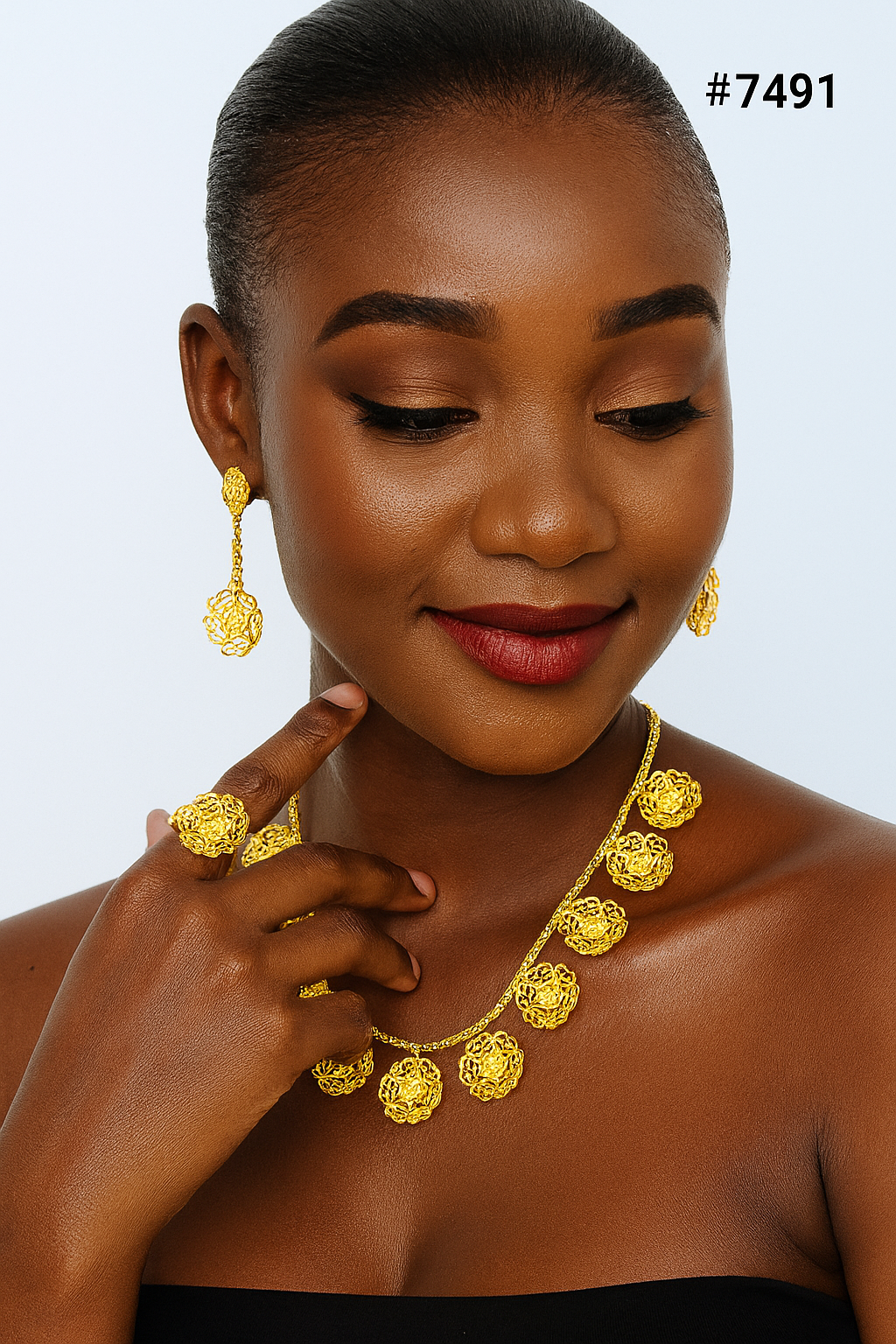 Gold Plated Short Necklace 1 Gram Gold Plated Jewellery PMJ Model No : 7491