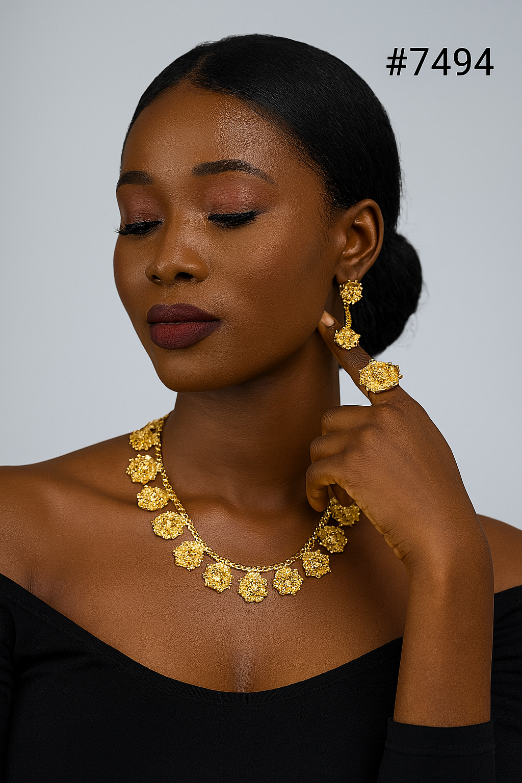 Gold Plated Short Necklace 1 Gram Gold Plated Jewellery PMJ Model No : 7494