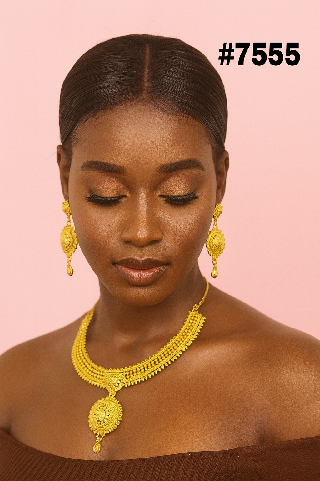 Gold Plated Short Necklace 1 Gram Gold Plated Jewellery PMJ Model No : 7555