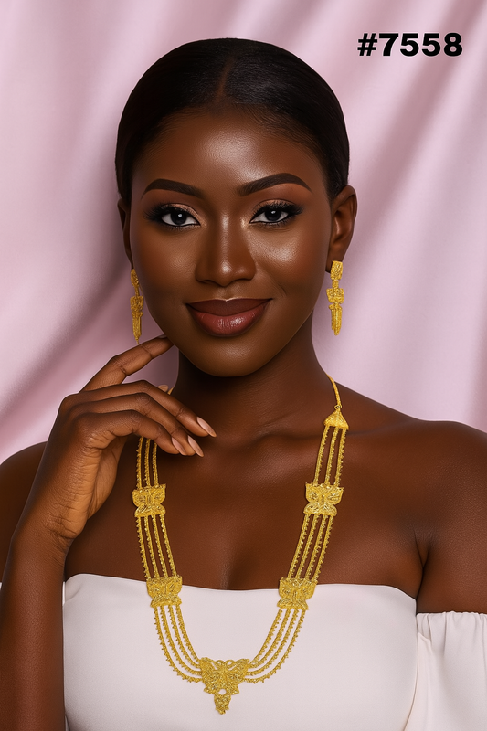 Gold Plated LONG NECKLACE 1 Gram Gold Plated Jewellery PMJ Model No : 7558