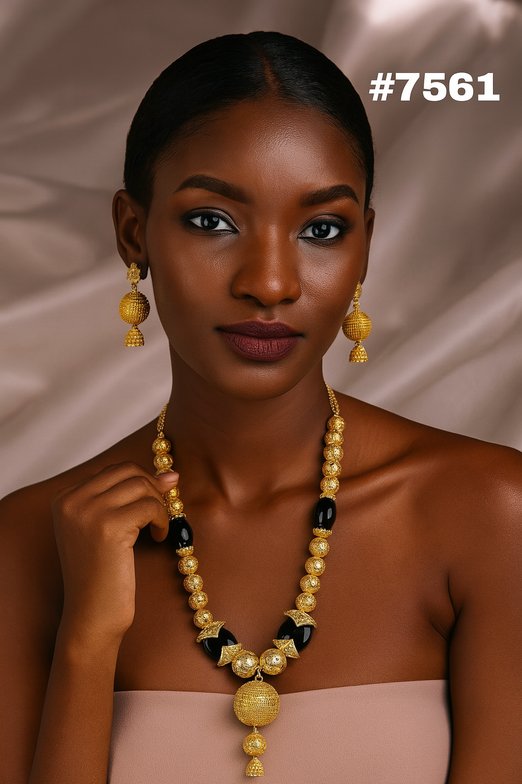 Gold Plated LONG NECKLACE 1 Gram Gold Plated Jewellery PMJ Model No : 7561