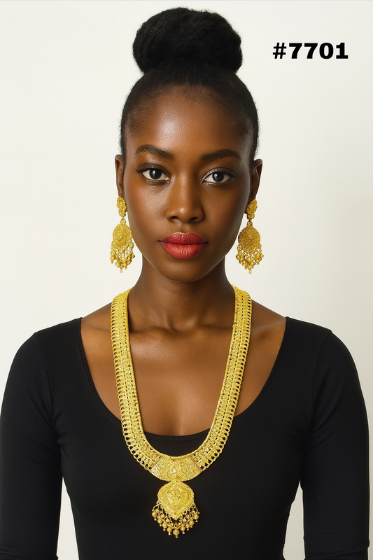 Exclusive Gold Plated Long Necklaces Set, PMJ Model No: 7701