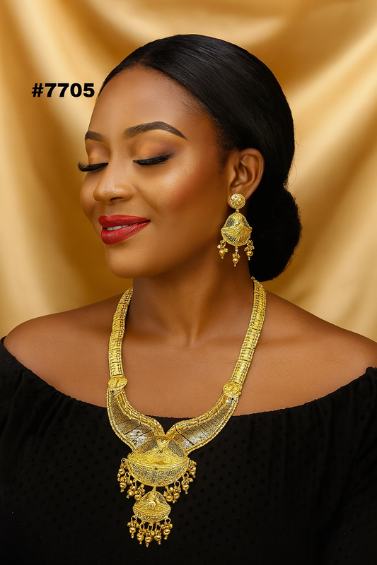 Exclusive Gold Plated Long Necklaces Set, PMJ Model No: 7705