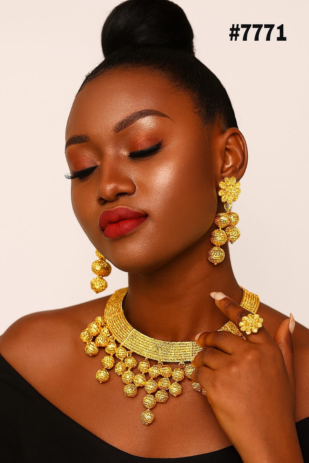 Gold Plated Short Necklace Set, PMJ Model No: 7771