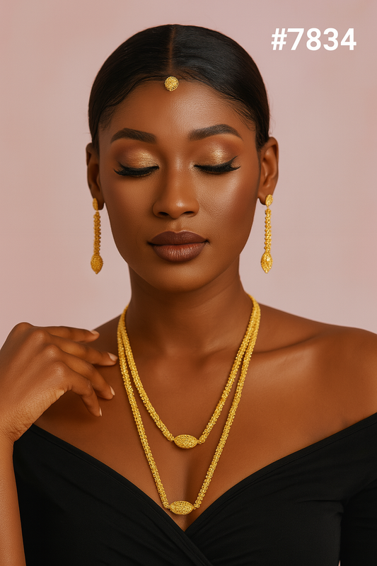 Gold Plated LONG NECKLACE 5 Gram Gold Plated Jewellery PMJ Model No : 7834