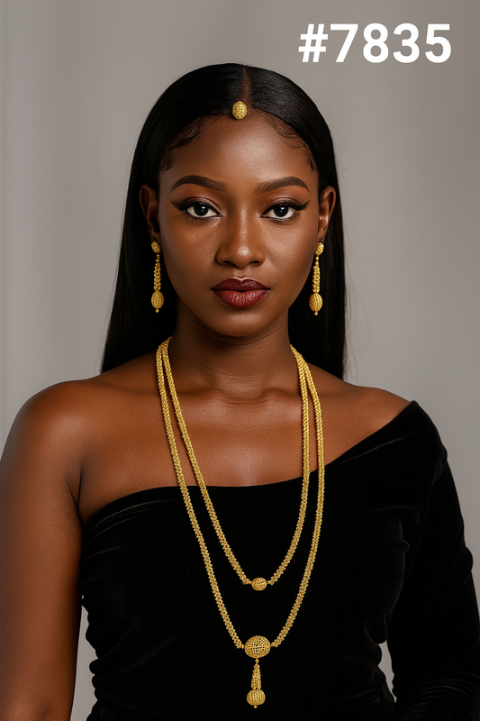 Gold Plated LONG NECKLACE 5 Gram Gold Plated Jewellery PMJ Model No : 7835