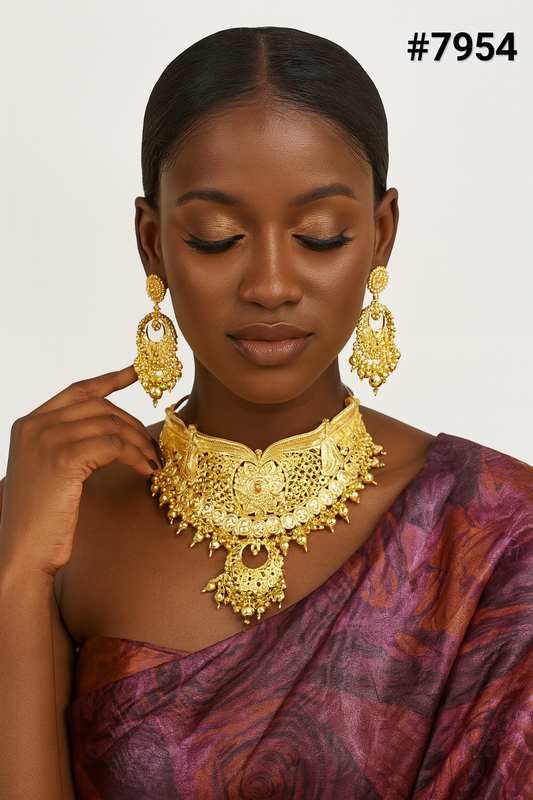 Gold Plated LONG NECKLACE 5 Gram Gold Plated Jewellery PMJ Model No : 7954