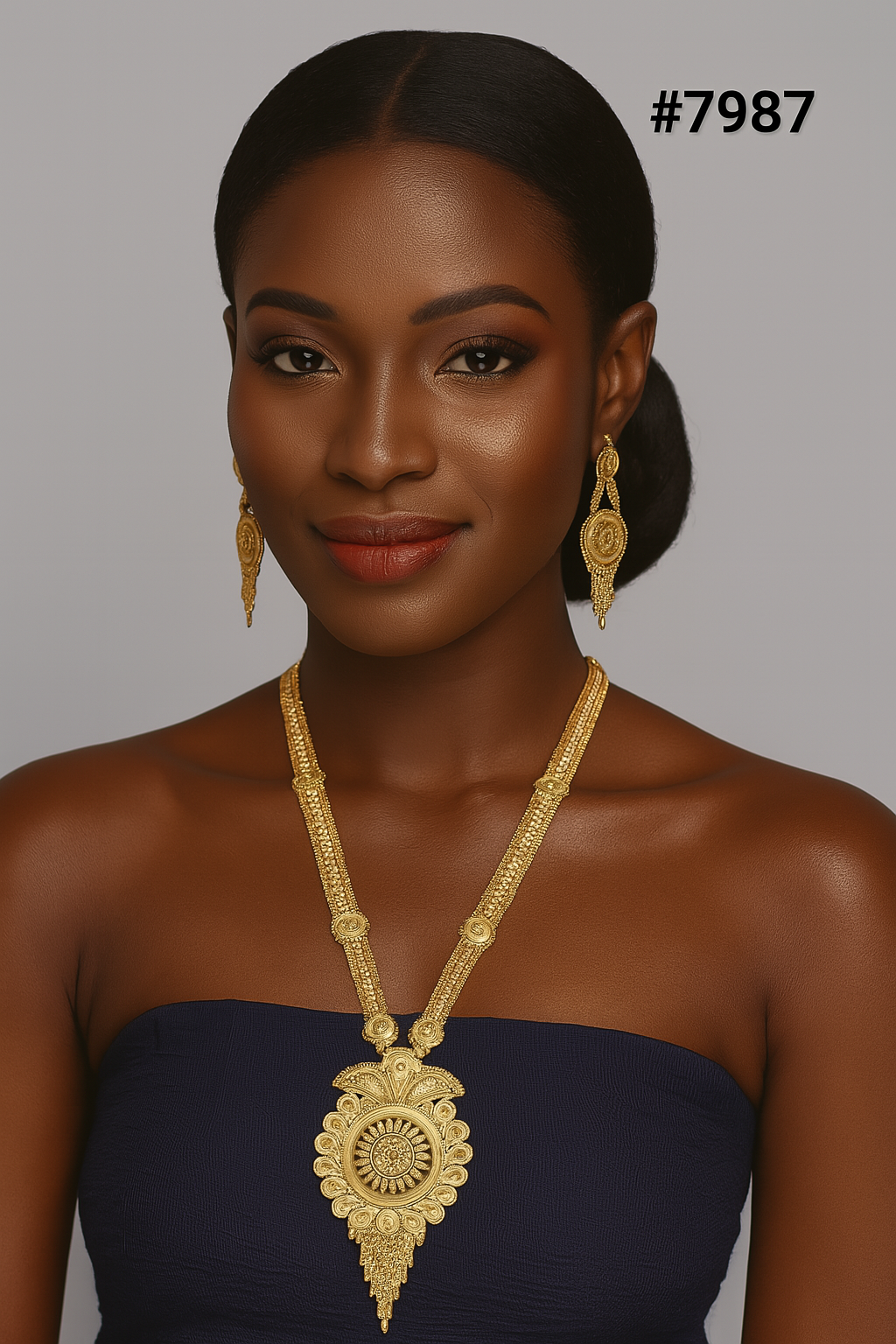 Gold Plated LONG NECKLACE 5 Gram Gold Plated Jewellery PMJ Model No : 7987