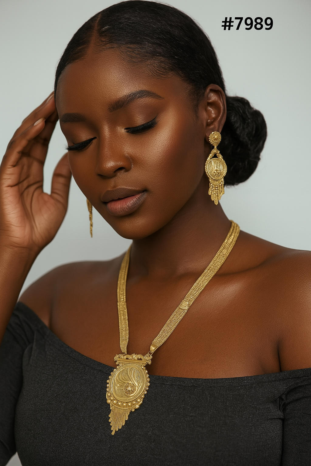 Gold Plated LONG NECKLACE 5 Gram Gold Plated Jewellery PMJ Model No : 7989