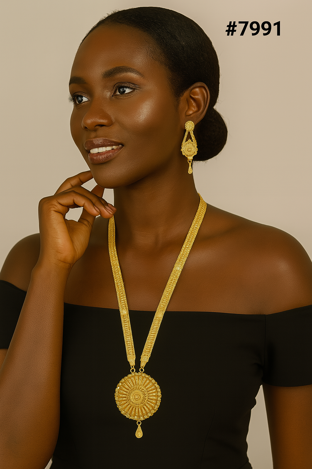 Gold Plated LONG NECKLACE 5 Gram Gold Plated Jewellery PMJ Model No : 7991