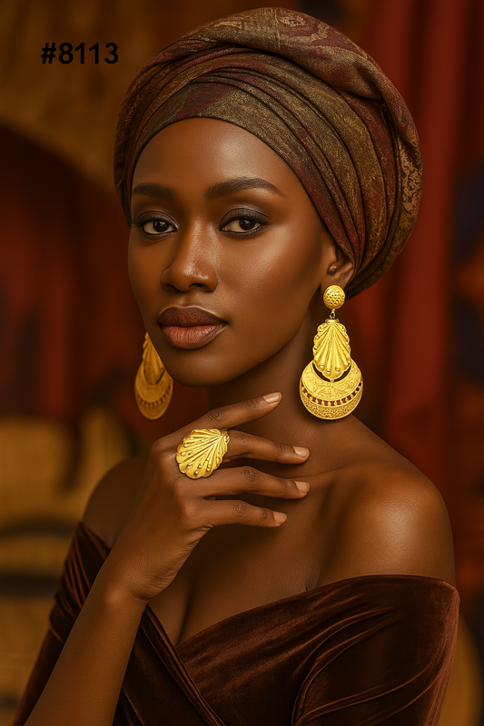 Gold Plated Designer Earrings Combo Finger Ring, PMJ Model No: 8113