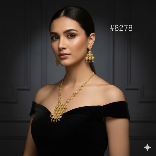 Gold Plated LONG NECKLACE 5 Gram Gold Plated Jewellery PMJ Model No : 8278