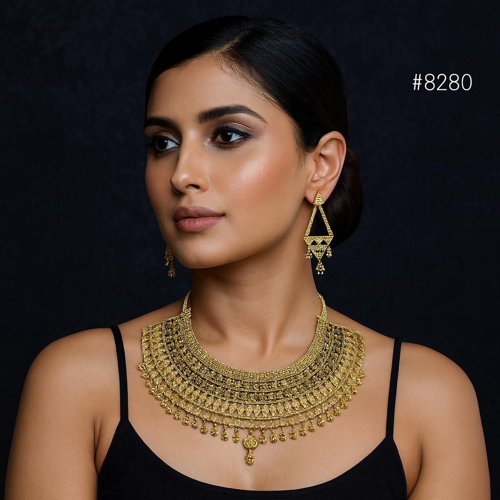 Gold Plated Short NECKLACE 5 Gram Gold Plated Jewellery PMJ Model No : 8280