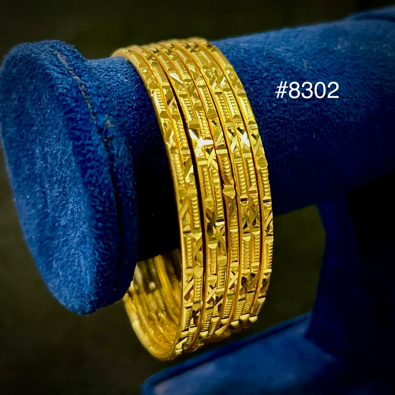 Gold Plated 8 Pc Thin Bangles 5 Gram Gold Plated Jewellery PMJ Model No : 8302