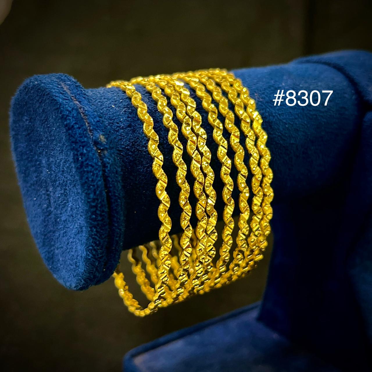 Gold Plated 8 Pc Thin Bangles 5 Gram Gold Plated Jewellery PMJ Model No : 8307