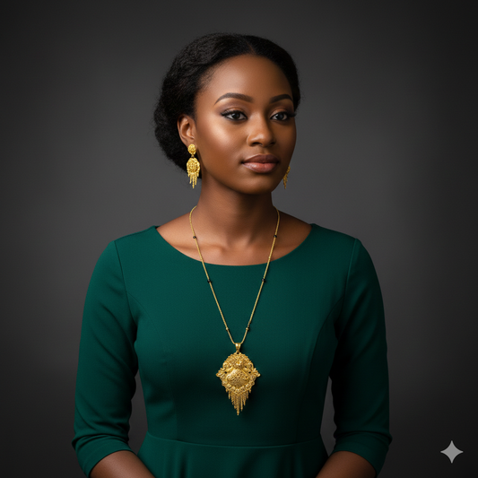 Gold Plated LONG Pendant NECKLACE 1 Gram Gold Plated Jewellery PMJ Model No : 8313