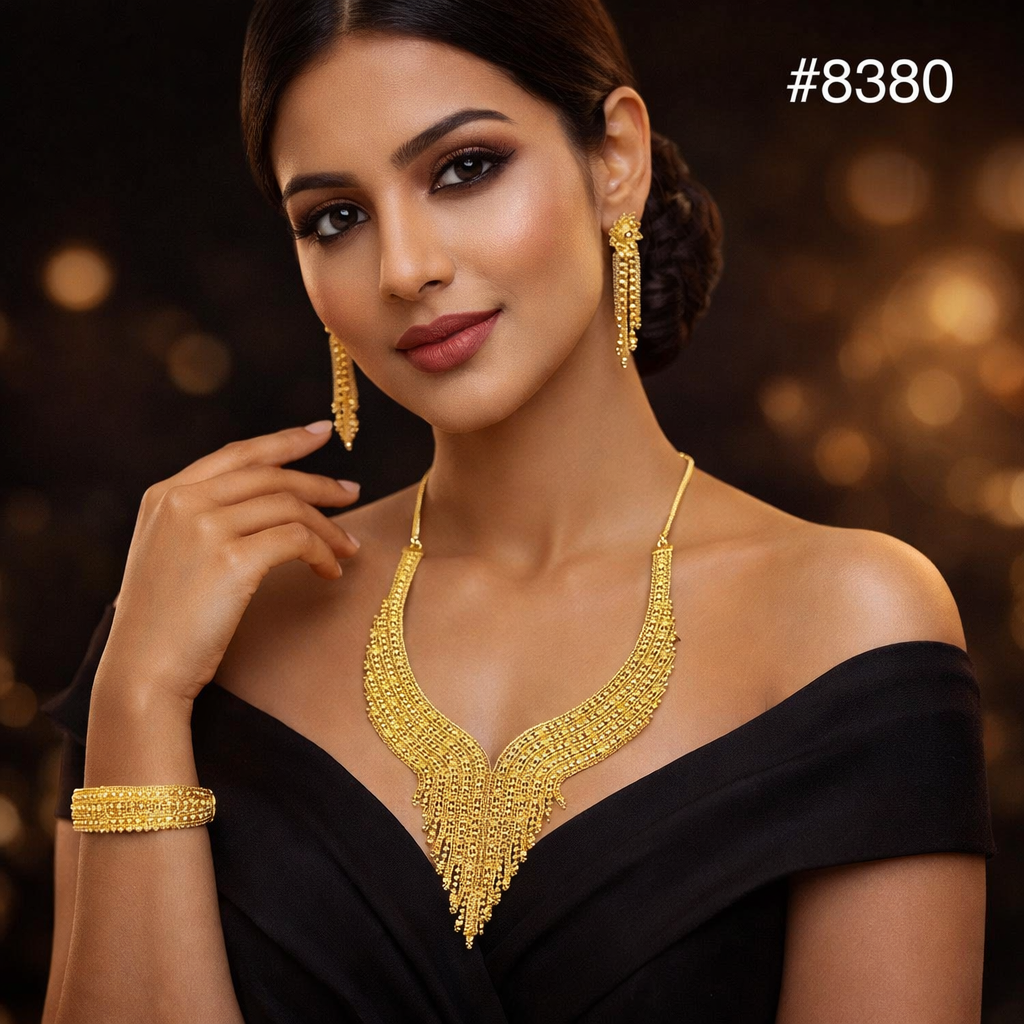 Gold Plated Short Necklace Set, PMJ Model No: 8380