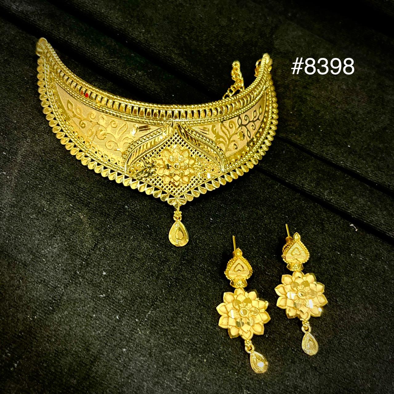 Gold Plated Floral choker necklace set Jewellery PMJ Model No : 8398