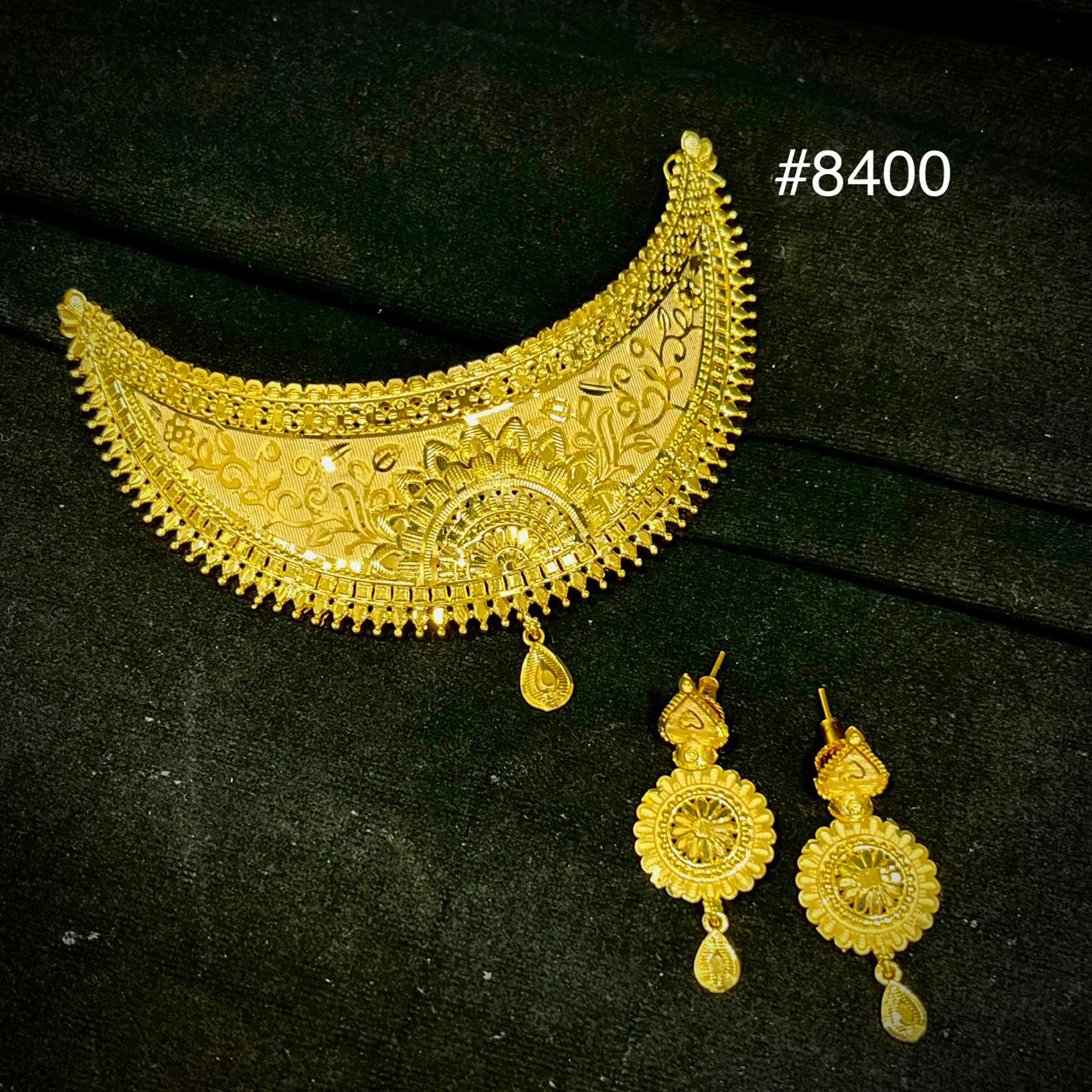 Gold Plated Floral choker necklace set Jewellery PMJ Model No : 8400