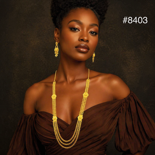 Gold Plated Long NECKLACE 5 Gram Gold Plated Jewellery PMJ Model No : 8403
